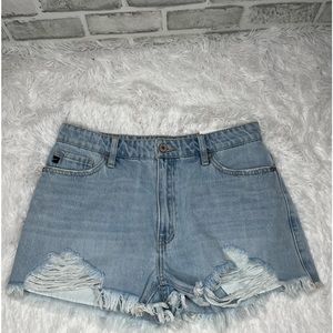 KanCan High Waisted Distressed Shorts Size L NWT